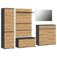 GARDEROBE 5-teilig  in 276/200/40 cm  - Eichefarben/Anthrazit, Design, Holzwerkstoff (276/200/40cm)
