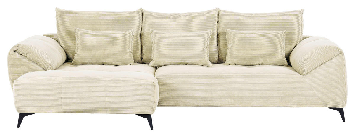 ECKSOFA in Cord Naturfarben  - Schwarz/Naturfarben, Konventionell, Textil/Metall (176/311cm) - Carryhome