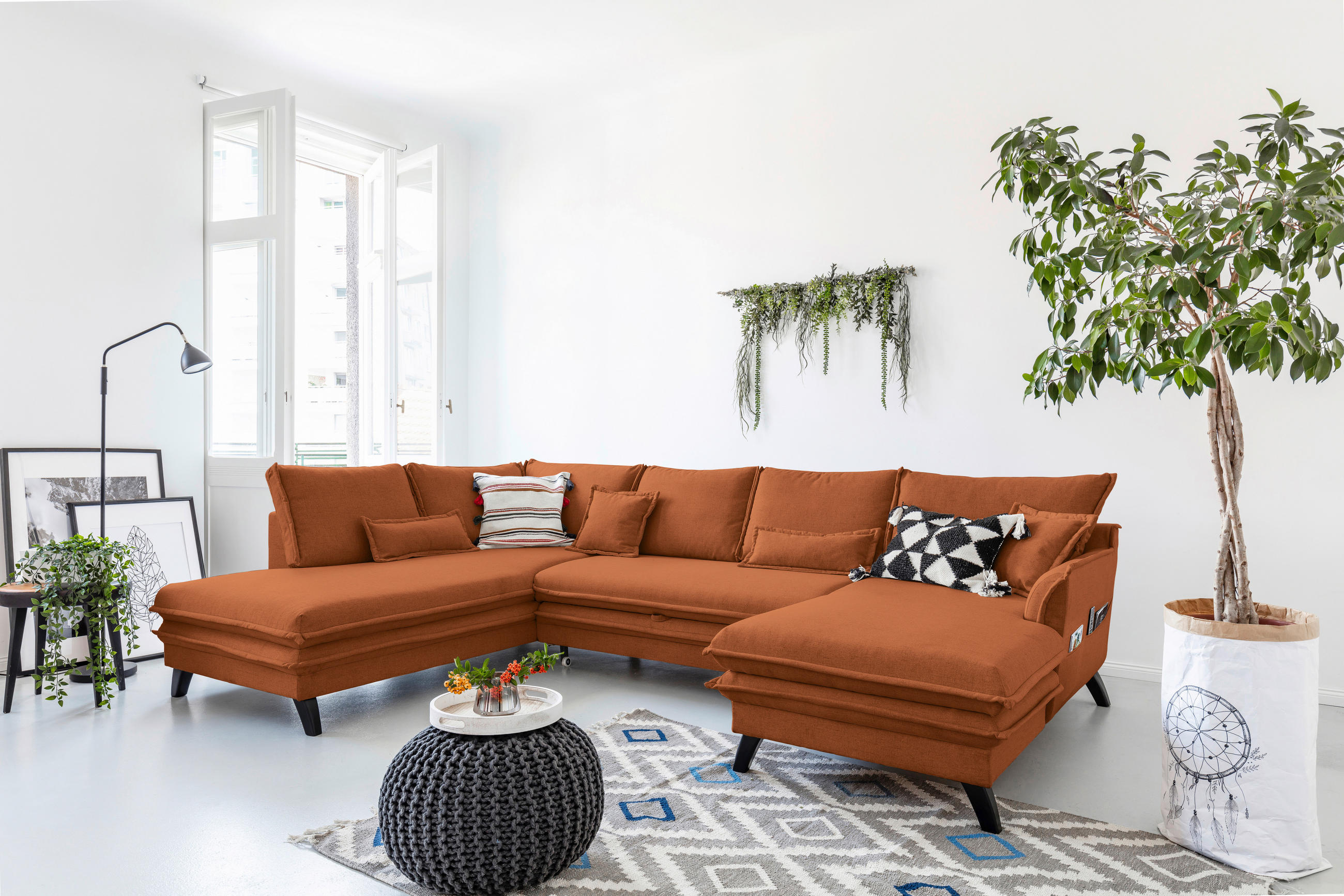 SAROKGARNITÚRA textil terrakotta  - fekete/terrakotta, Design, textil/fa (200/300/150cm) - P & B