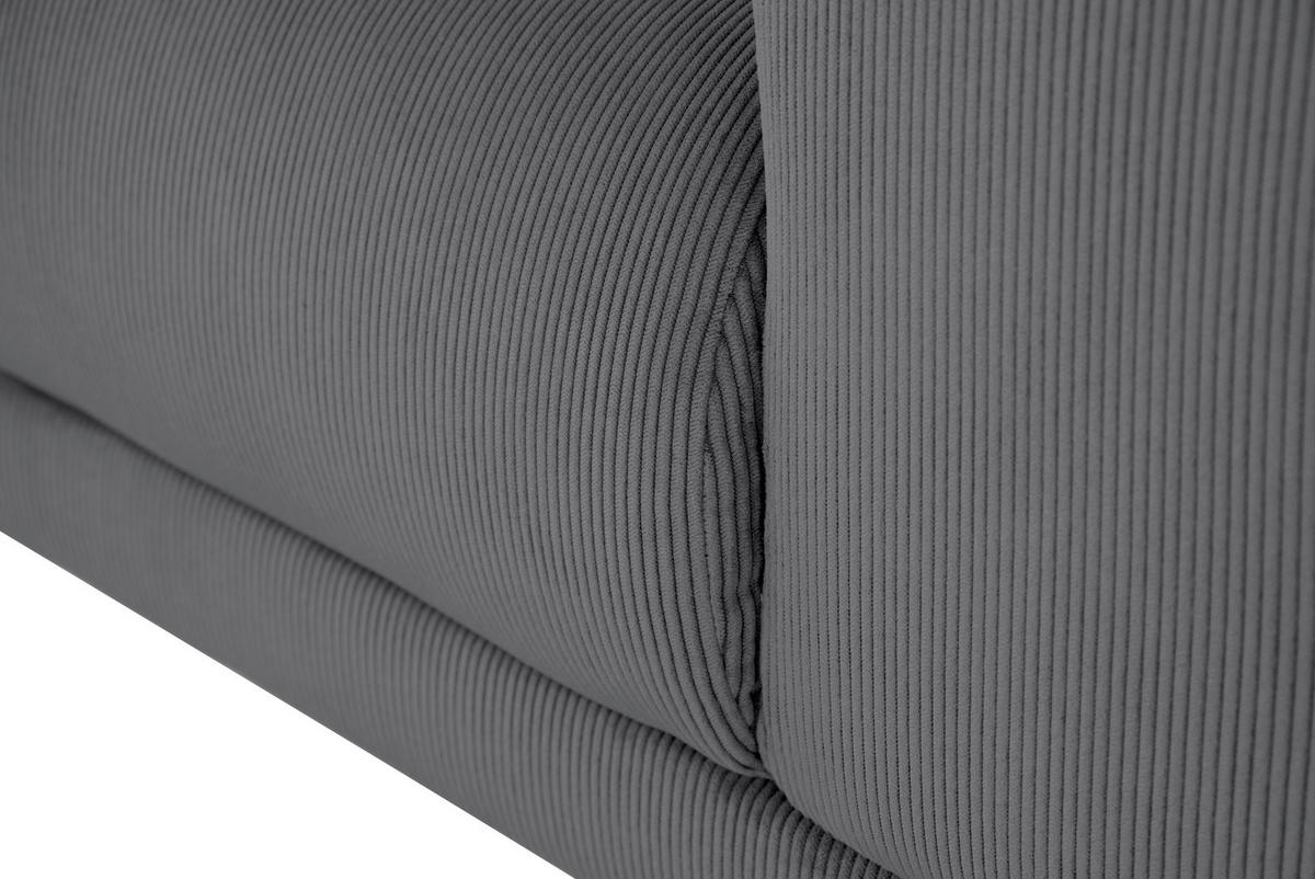 ECKSOFA ERNO Grau Cord  inkl.  - Schwarz/Grau, Design, Textil/Metall (262/183cm) - MID.YOU