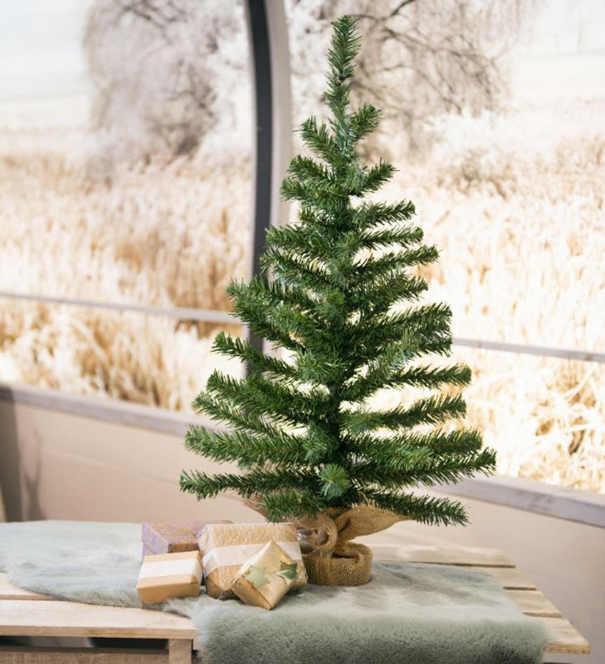 NOVOGODIŠNJA JELKA - zelena/bež, Osnovno, tekstil/plastika (46/90cm) - X-Mas