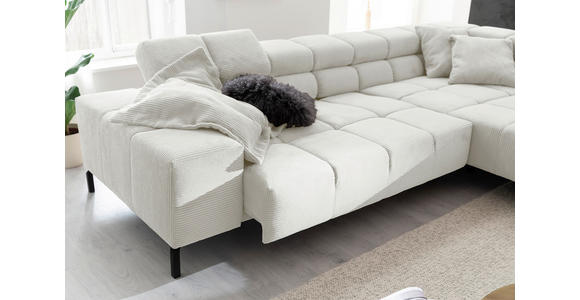 ECKSOFA inkl. Sitzvorzug in Cord Weiß  - Schwarz/Weiß, Design, Textil/Metall (321/216cm) - Hom`in