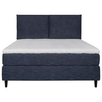 KONTINENTALSÄNG 180/200 cm  i mörkblå  - svart/mörkblå, Design, metall/trä (180/200cm) - Elegando