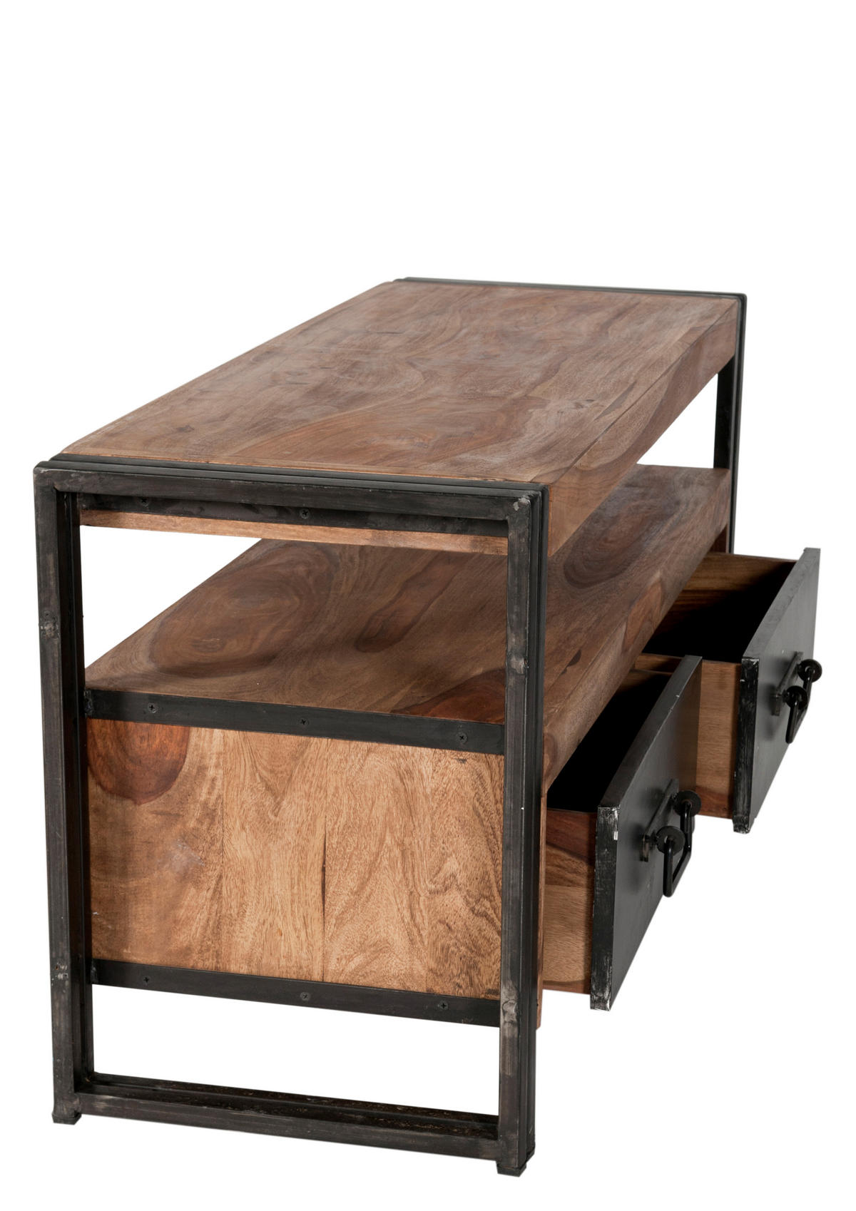 LOWBOARD  112/55/40 cm 2 Schublade(n) Typenauswahl, Beimöbel erhältlich, stehend  - Schwarz/Naturfarben, Design, Holz/Metall (112/55/40cm) - MID.YOU