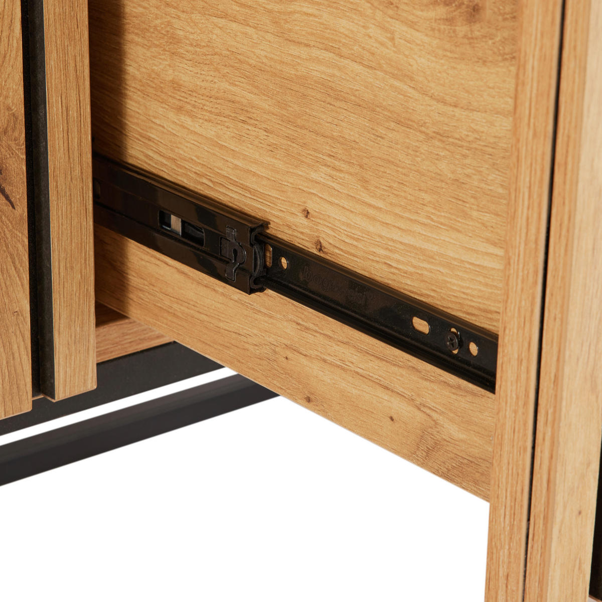 SIDEBOARD  213/80/40 cm 2 Schublade(n)  - Schwarz/Eiche Artisan, MODERN, Holzwerkstoff/Metall (213/80/40cm) - Xora