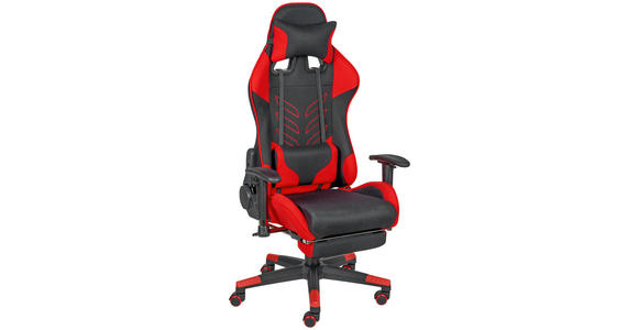 GAMINGSTUHL  in Webstoff Rot, Schwarz  - Rot/Schwarz, Design, Kunststoff/Textil (67/137/63cm) - Xora