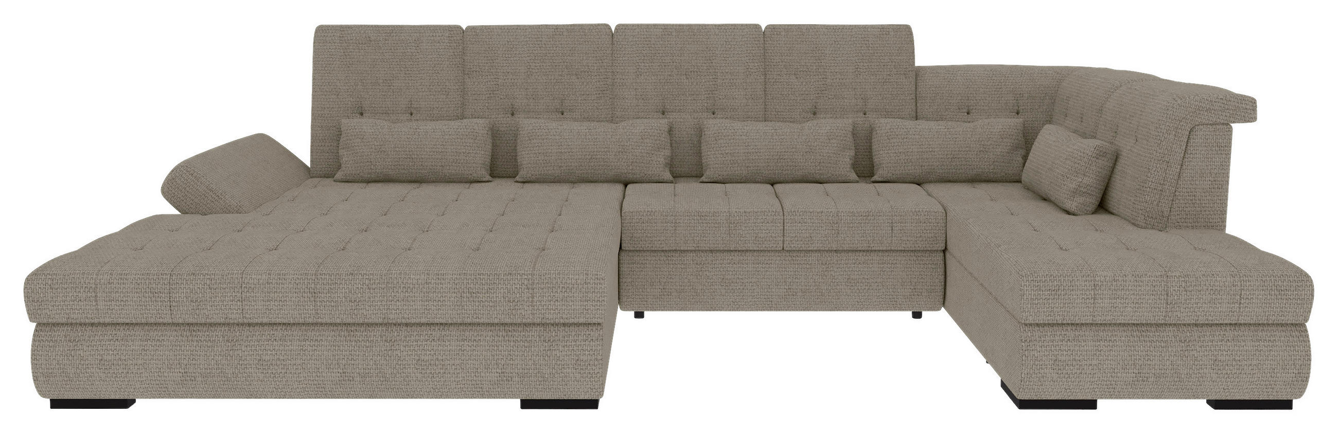 WOHNLANDSCHAFT Greige Struktur  - Greige/Schwarz, KONVENTIONELL, Kunststoff/Textil (212/358/222cm) - Carryhome