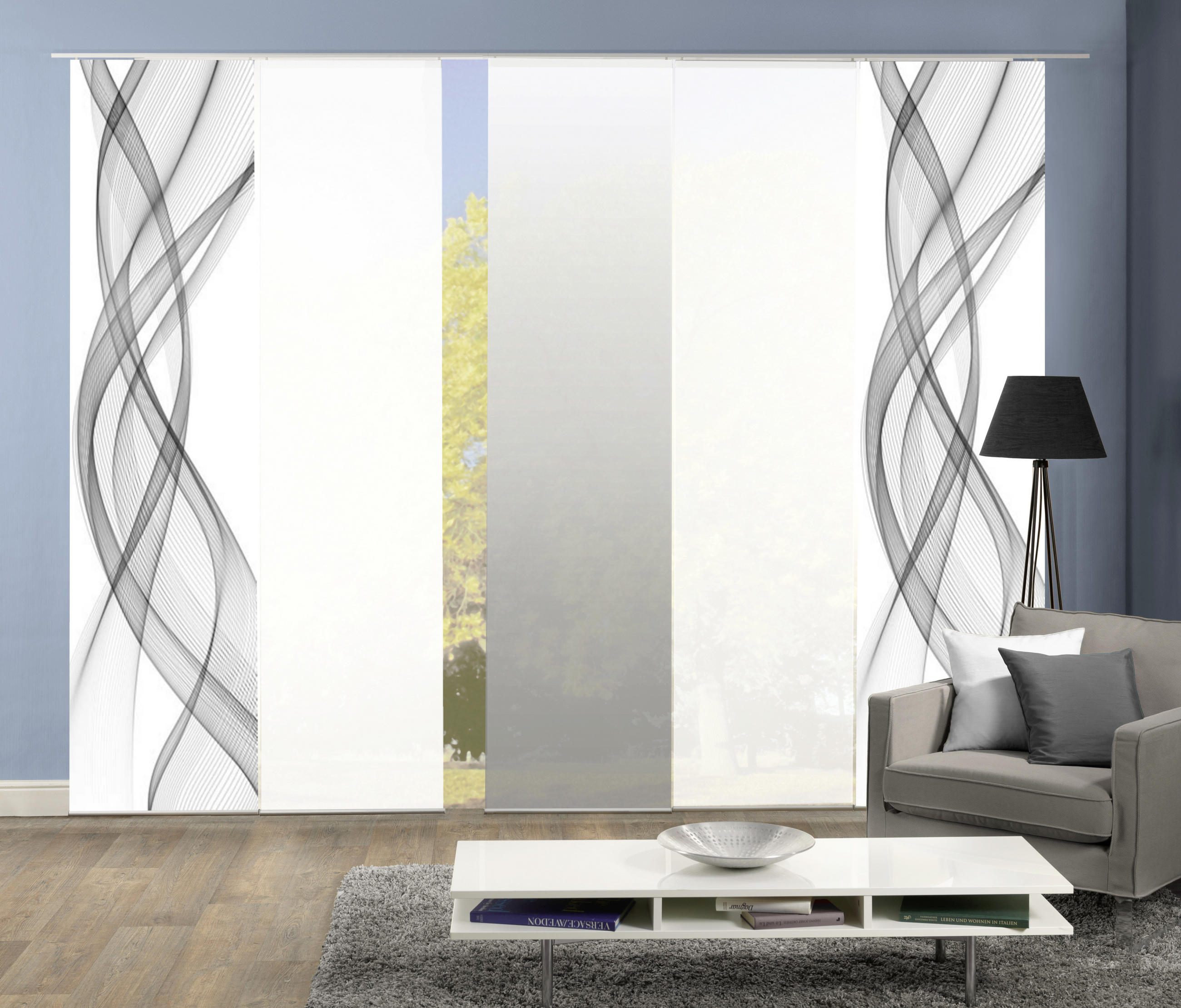 FLÄCHENVORHANG FERROLA, 6-TLG.  6 Stück  blickdicht   6x60/245 cm  - Grau, Basics, Textil (6x60/245cm)