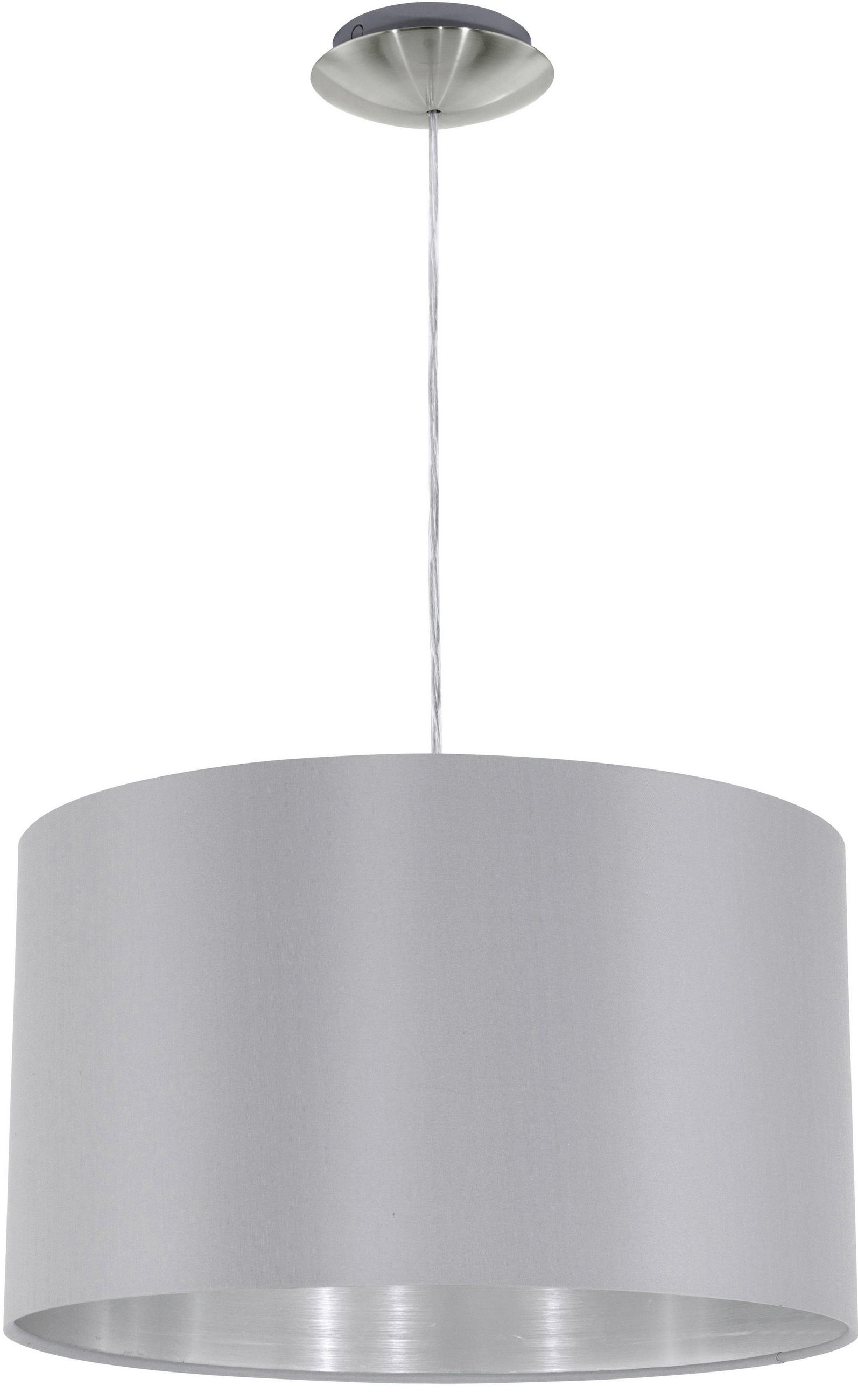 HÄNGELEUCHTE 38/110 cm  - Silberfarben/Grau, LIFESTYLE, Textil/Metall (38/110cm) - Eglo