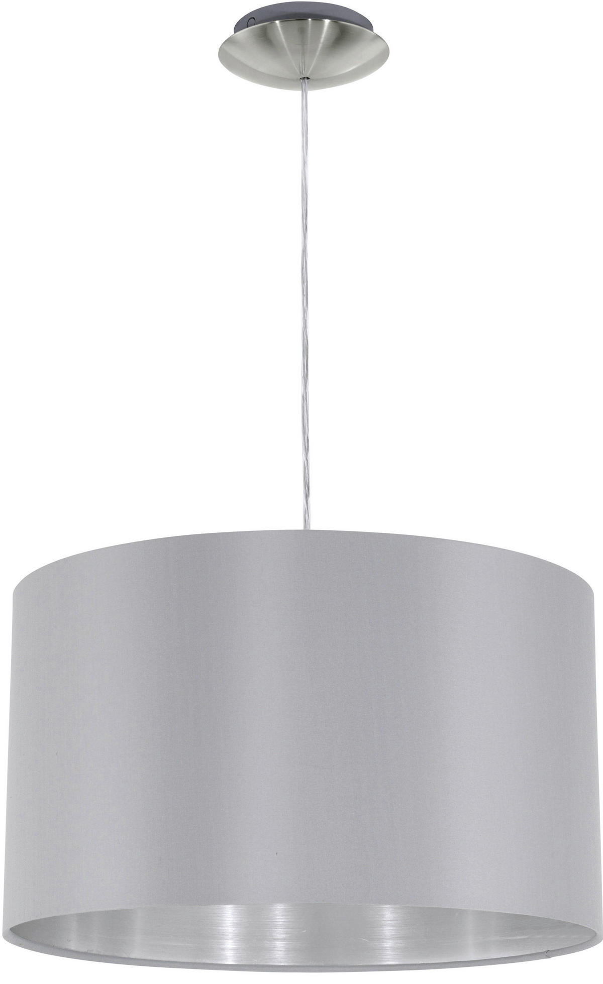 HÄNGELEUCHTE 38/110 cm  - Silberfarben/Grau, LIFESTYLE, Textil/Metall (38/110cm) - Eglo