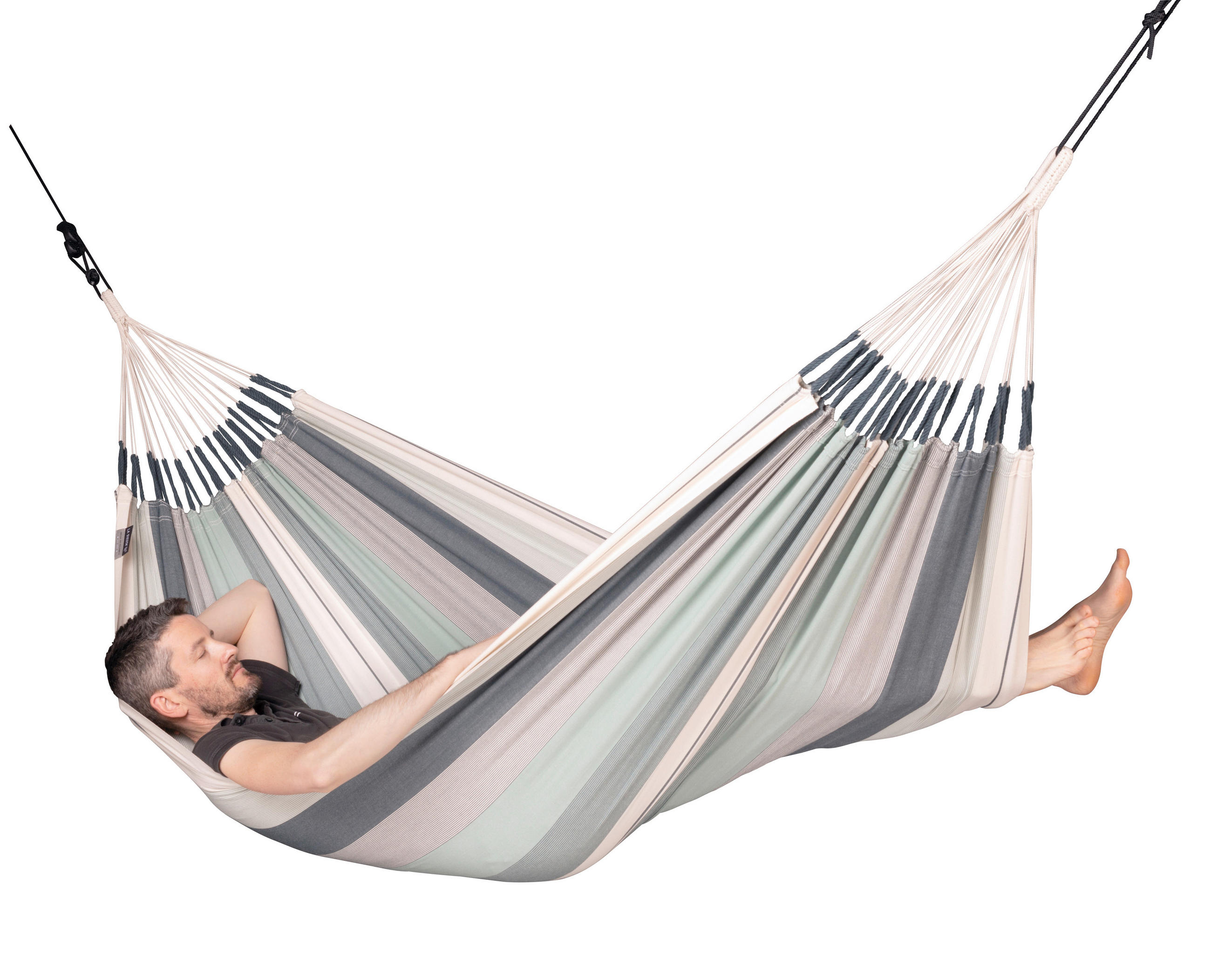 Thumbnail - La Siesta Hängematte, Weiß, Olivgrün, Textil, 140x300 cm, Gartenmöbel, Hängematten