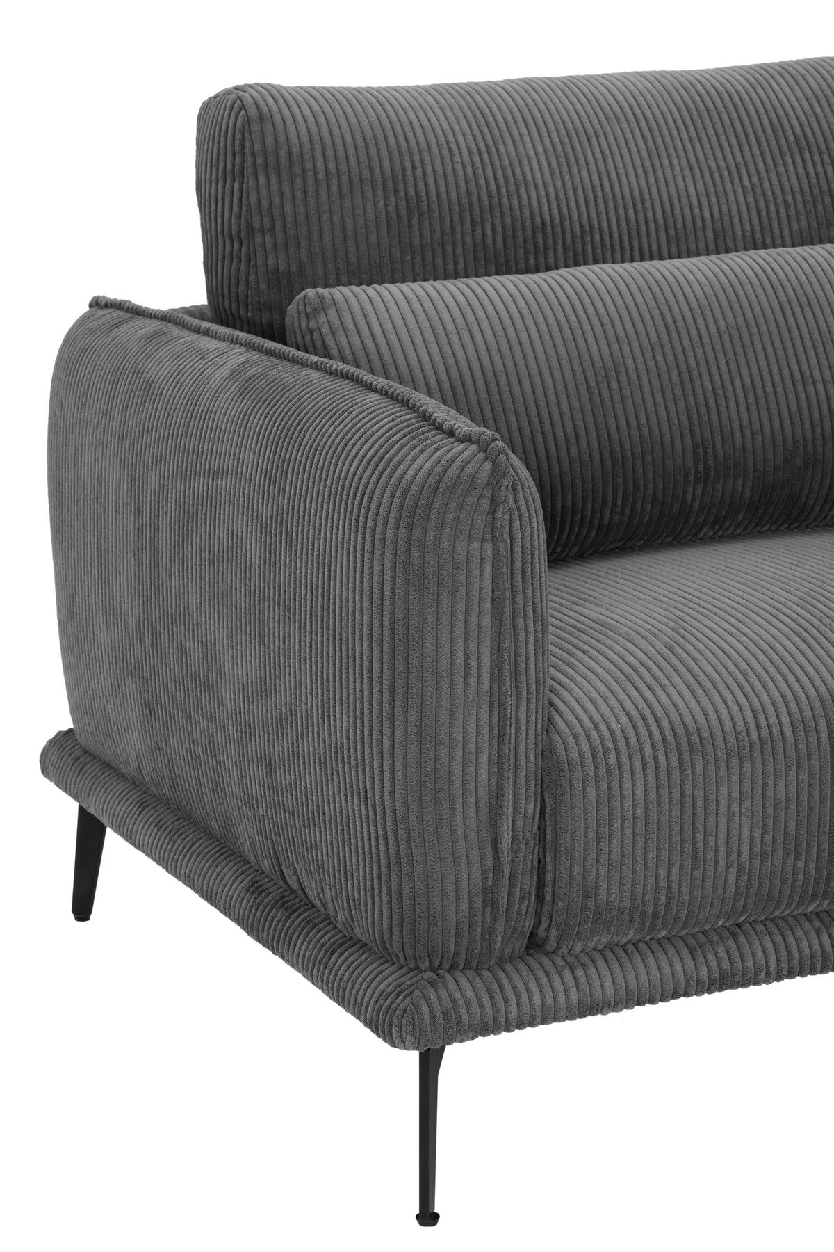 SESSEL Cord Grau    - Schwarz/Grau, Design, Textil/Metall (105/81/89cm) - Livetastic