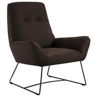 SESSEL in Echtleder Dunkelbraun  - Dunkelbraun/Schwarz, Design, Leder/Metall (82/102/81cm) - Pure Home Lifestyle