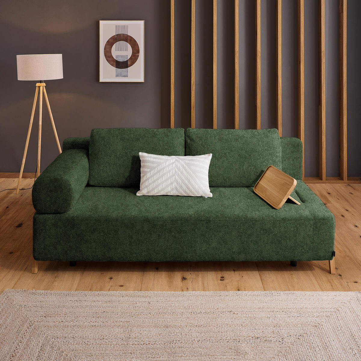 SCHLAFSOFA in Holz, Textil Olivgrün  - Naturfarben/Olivgrün, Design, Holz/Textil (211/88/102cm) - Niels Andersson