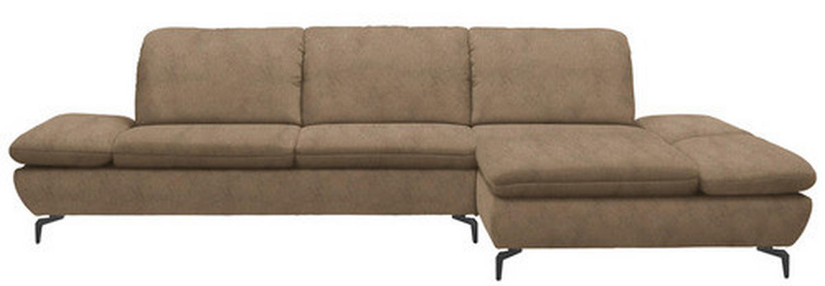 ECKSOFA Olivgrün Flachgewebe  - Schwarz/Olivgrün, Design, Textil/Metall (315/200cm) - Chilliano