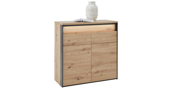 KOMMODE Komód, 88/88/38 cm, 2 Schublade(n)  - Schwarz/Eiche Artisan, KONVENTIONELL, Holzwerkstoff (88/88/38cm) - Voleo