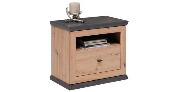 NACHTSCHRANK 63/55/38 cm - Dunkelgrau/Eiche Artisan, ROMANTIK / LANDHAUS, Holzwerkstoff/Metall (63/55/38cm) - Hom`in