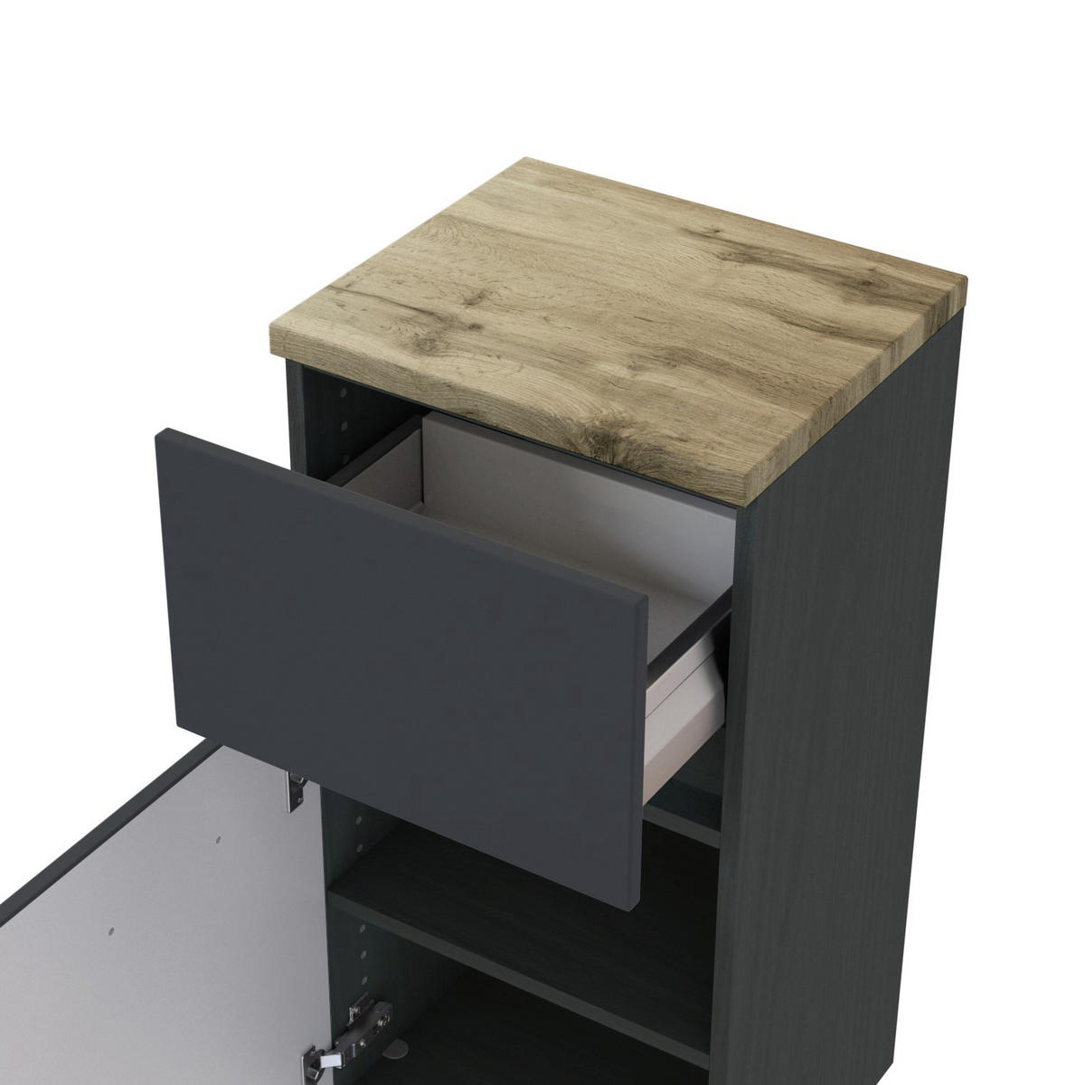 UNTERSCHRANK 40/79/35 cm   - Eichefarben/Silberfarben, Basics, Holzwerkstoff/Kunststoff (40/79/35cm) - Held