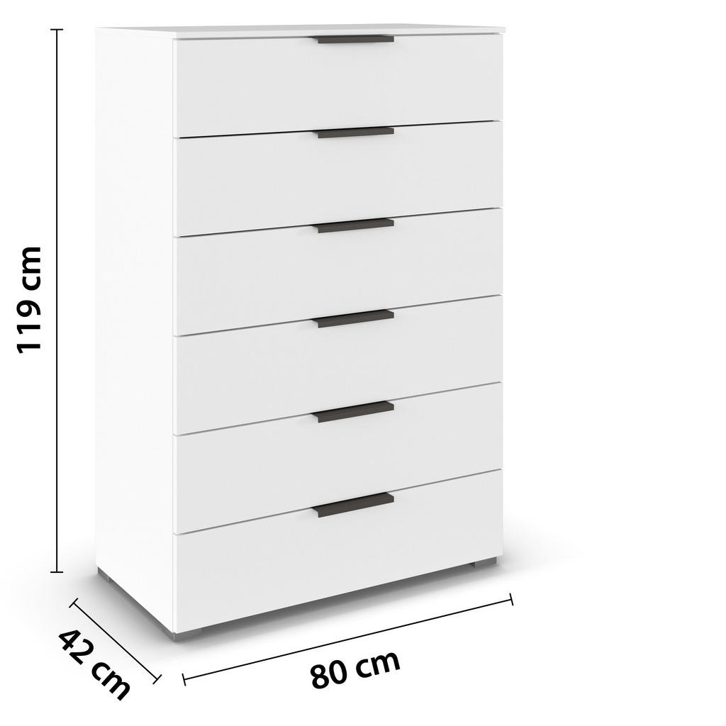 Thumbnail - Novel Kommode, Weiß, Metall, 6 Schubladen, 80x119x42 cm, Blauer Engel, Goldenes M, Made in Germany, stehend, in verschie...