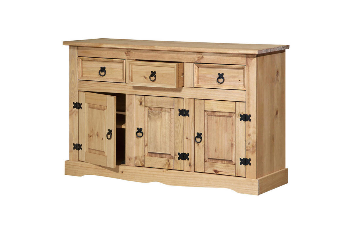 SIDEBOARD 132/84/44 cm  - Schwarz/Honig, Natur, Holz (132/84/44cm) - Livetastic