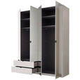 DREHTÜRENSCHRANK 180/225,5/57 cm,  in Weiß, 4-türig  - Schwarz/Weiß, KONVENTIONELL, Glas/Holzwerkstoff (180/225,5/57cm) - Xora