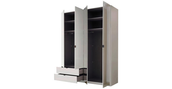 DREHTÜRENSCHRANK 180/225,5/57 cm,  in Weiß, 4-türig  - Schwarz/Weiß, KONVENTIONELL, Glas/Holzwerkstoff (180/225,5/57cm) - Xora