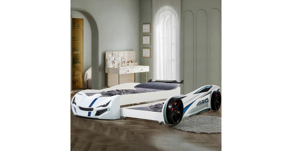 AUSZIEHBETT 90/200 cm  in Weiß  - Schwarz/Braun, KONVENTIONELL, Holz/Holzwerkstoff (90/200cm) - Xora