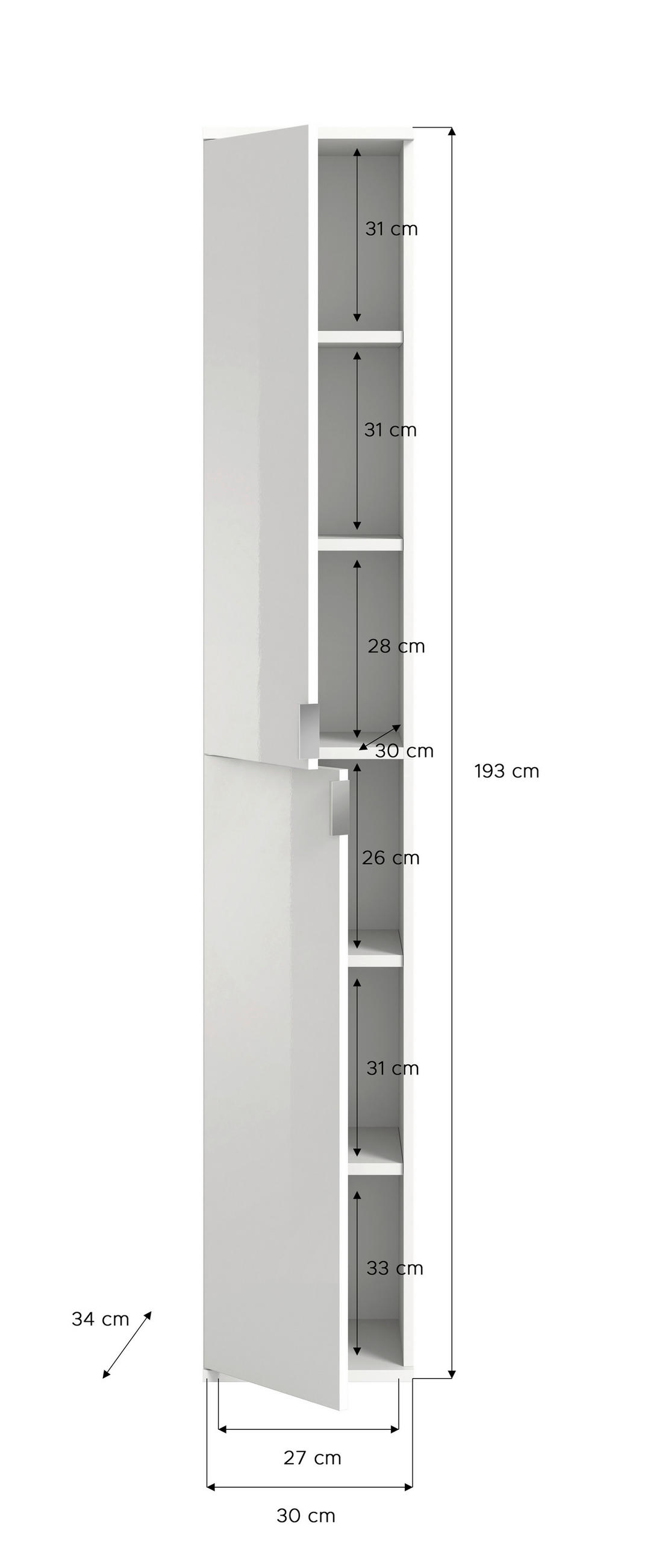 PREDSOBA bela, visoki sijaj - bela/visoki sijaj, Konvencionalno, leseni material (213/193/34cm) - MID.YOU