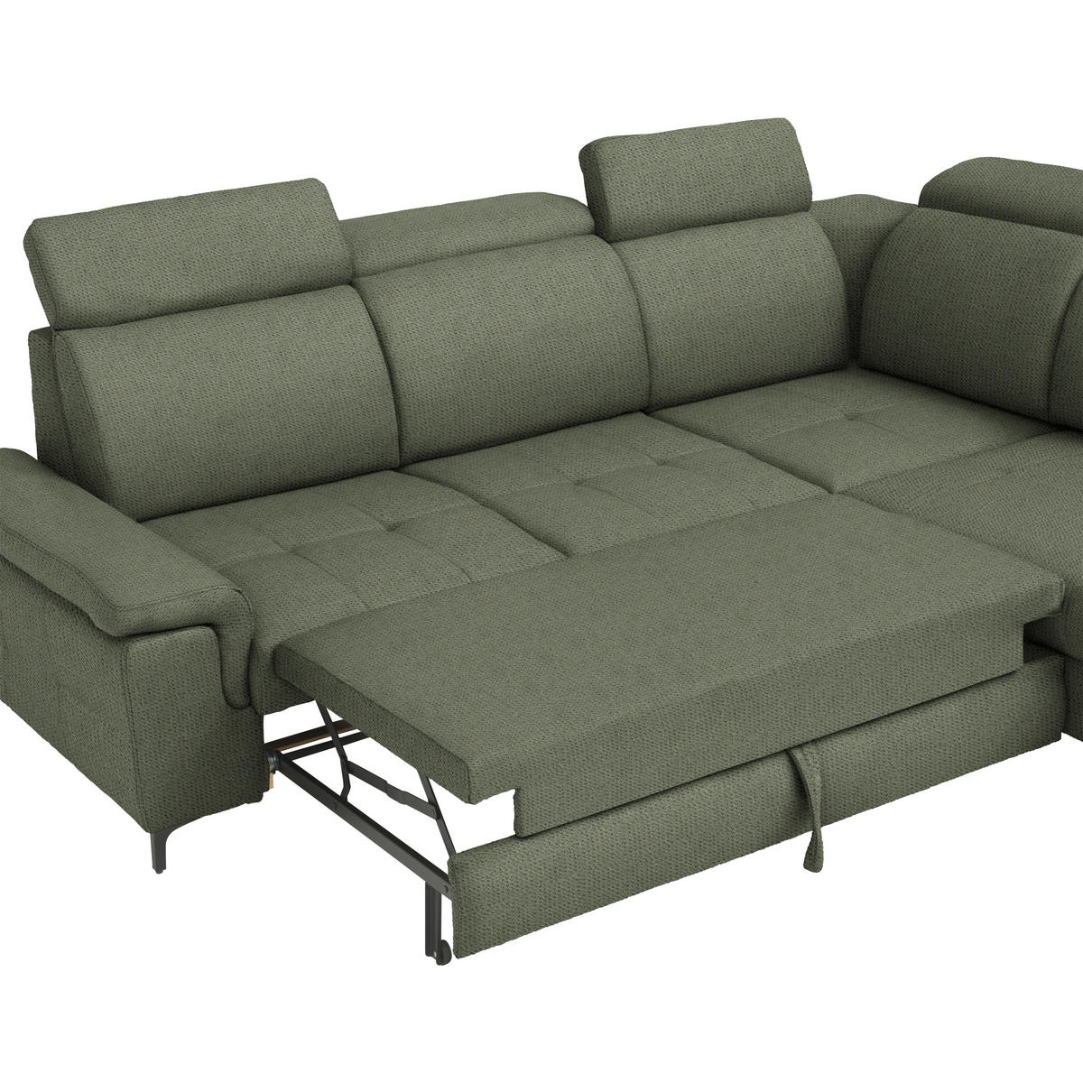 ECKSOFA  in Struktur Grün  - Schwarz/Grün, Design, Textil/Metall (292/270cm) - Stylife
