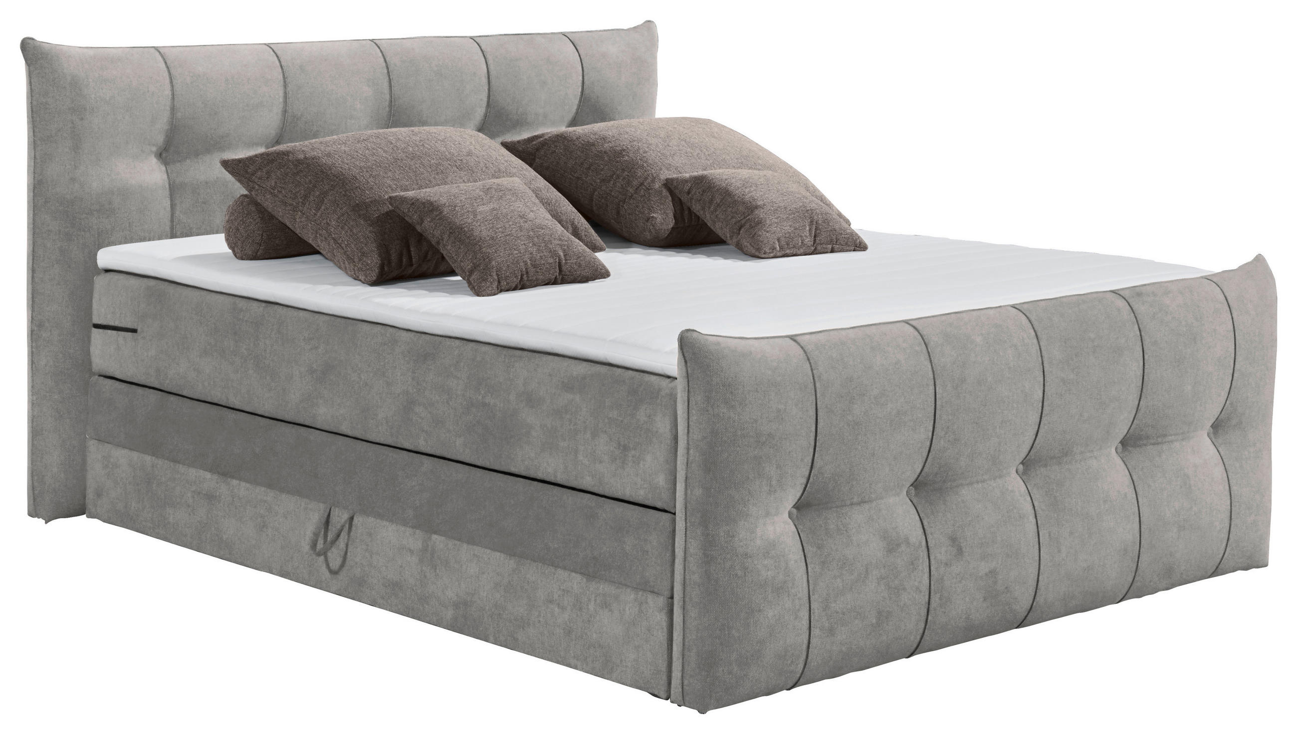 BOXSPRINGBETT 180/200 cm  in Hellgrau  - Hellgrau/Schwarz, KONVENTIONELL, Kunststoff/Textil (180/200cm) - Esposa