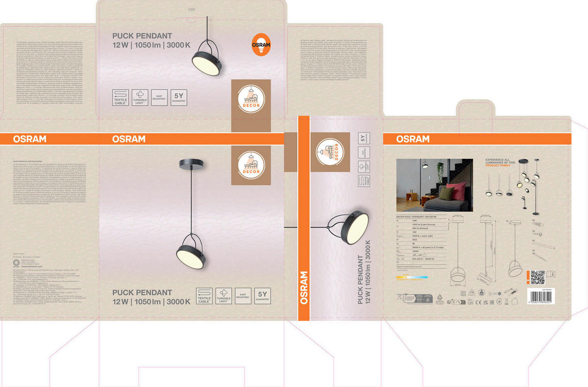 LED-HÄNGELEUCHTE 23/150 cm  - Schwarz, Design, Kunststoff/Metall (23/150cm) - Osram