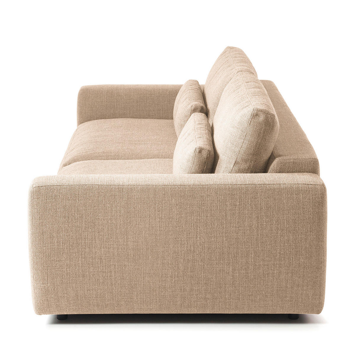 3-SITZER-SOFA Webstoff Beige  - Beige/Schwarz, Design, Kunststoff/Textil (250/80/117cm) - home24