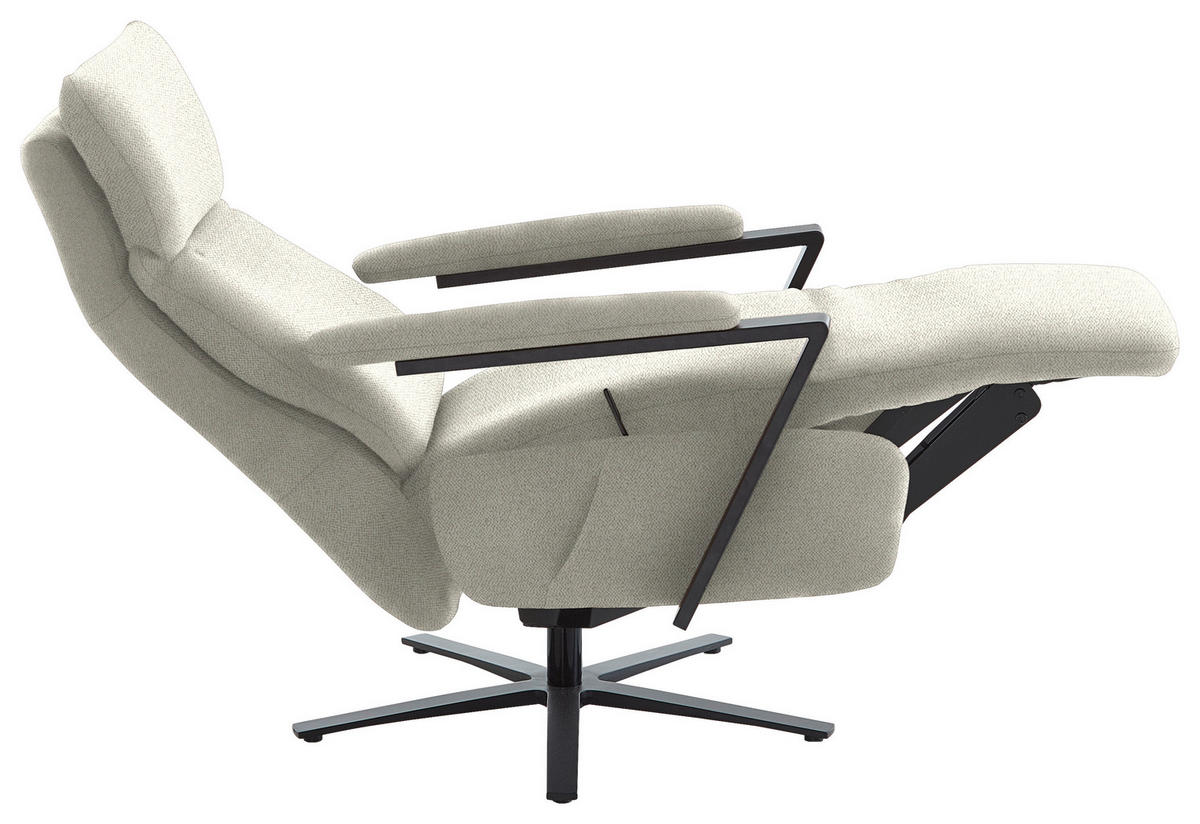 RELAXSESSEL in Textil Creme  - Creme/Schwarz, Design, Textil/Metall (68/117/85cm) - Cantus
