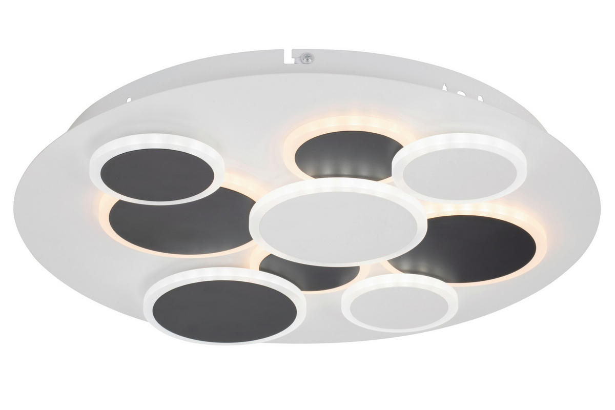 STROPNÍ LED SVÍTIDLO, 46,8/6 cm  - bílá/černá, Trend, kov/plast (46,8/6cm) - Novel