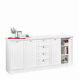 SIDEBOARD  200/90/40 cm 4 Schublade(n)  - Silberfarben/Weiß, LIFESTYLE, Holzwerkstoff/Metall (200/90/40cm) - Carryhome
