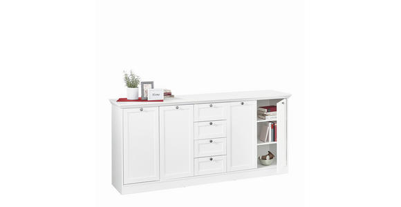 SIDEBOARD  200/90/40 cm 4 Schublade(n)  - Silberfarben/Weiß, LIFESTYLE, Holzwerkstoff/Metall (200/90/40cm) - Carryhome