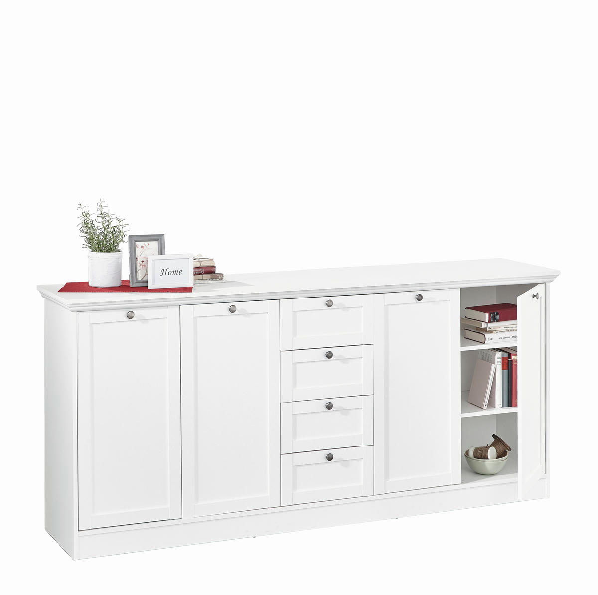 SIDEBOARD  in 200/90/40 cm  - Silberfarben/Weiß, LIFESTYLE, Holzwerkstoff/Metall (200/90/40cm) - Carryhome