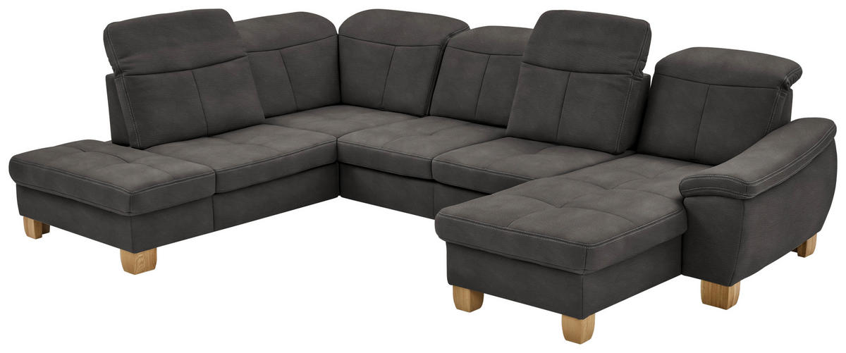 WOHNLANDSCHAFT in Mikrofaser Grau  - Wildeiche/Beige, Konventionell, Holz/Textil (243/343/185cm) - Voleo