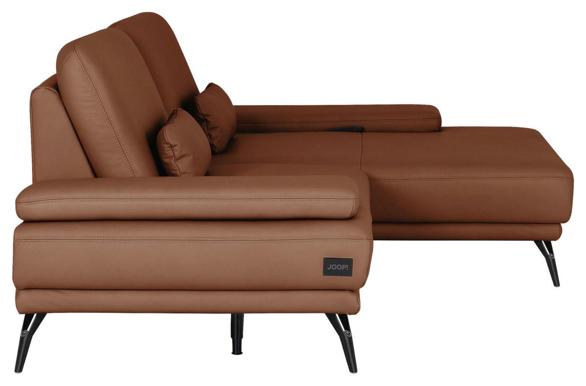 ECKSOFA Echtleder Braun  - Schwarz/Braun, Konventionell, Leder/Metall (301/180cm) - Joop!