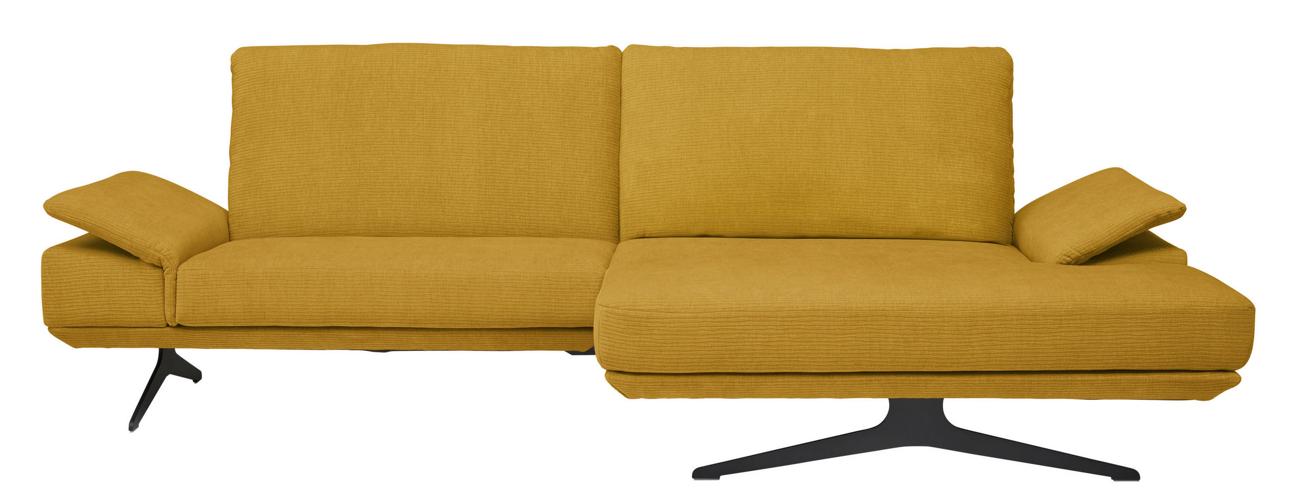 ECKSOFA in Flachgewebe Currygelb  269/155 cm  - Currygelb/Schwarz, Design, Textil/Metall (269/155cm) - Koinor