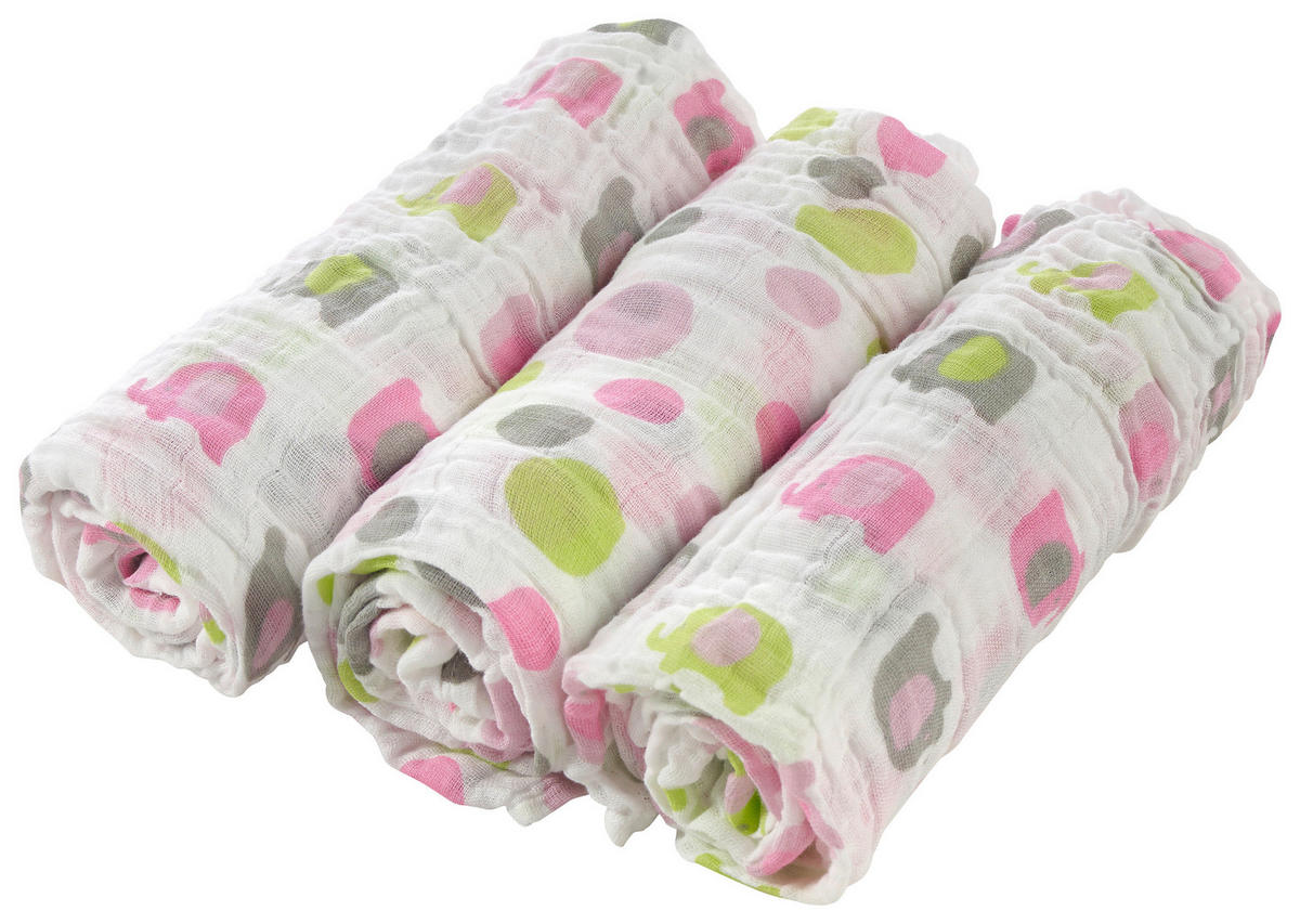 LÁTKOVÁ PLENKA - bílá/pink, Basics, textil (80/80cm) - My Baby Lou