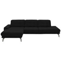 ECKSOFA in Flachgewebe Schwarz  - Schwarz, Design, Textil/Metall (190/309cm) - Beldomo Style
