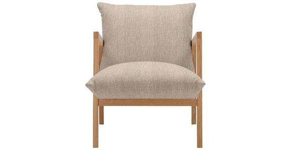 SESSEL in Webstoff Beige - Eichefarben/Beige, Design, Holz/Textil (65/80/85cm) - Carryhome