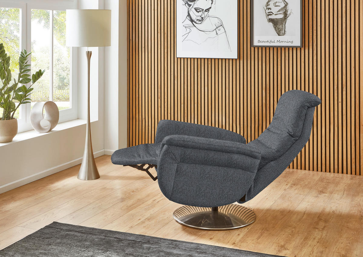 RELAXSESSEL Textil Anthrazit  - Edelstahlfarben/Anthrazit, Konventionell, Textil/Metall (79/112/94cm) - Beldomo Premium
