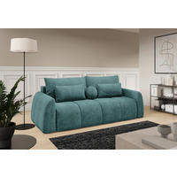 SCHLAFSOFA GERONIMO in Velours Petrol  - Petrol/Schwarz, Design, Kunststoff/Textil (252/93/167cm) - Livetastic
