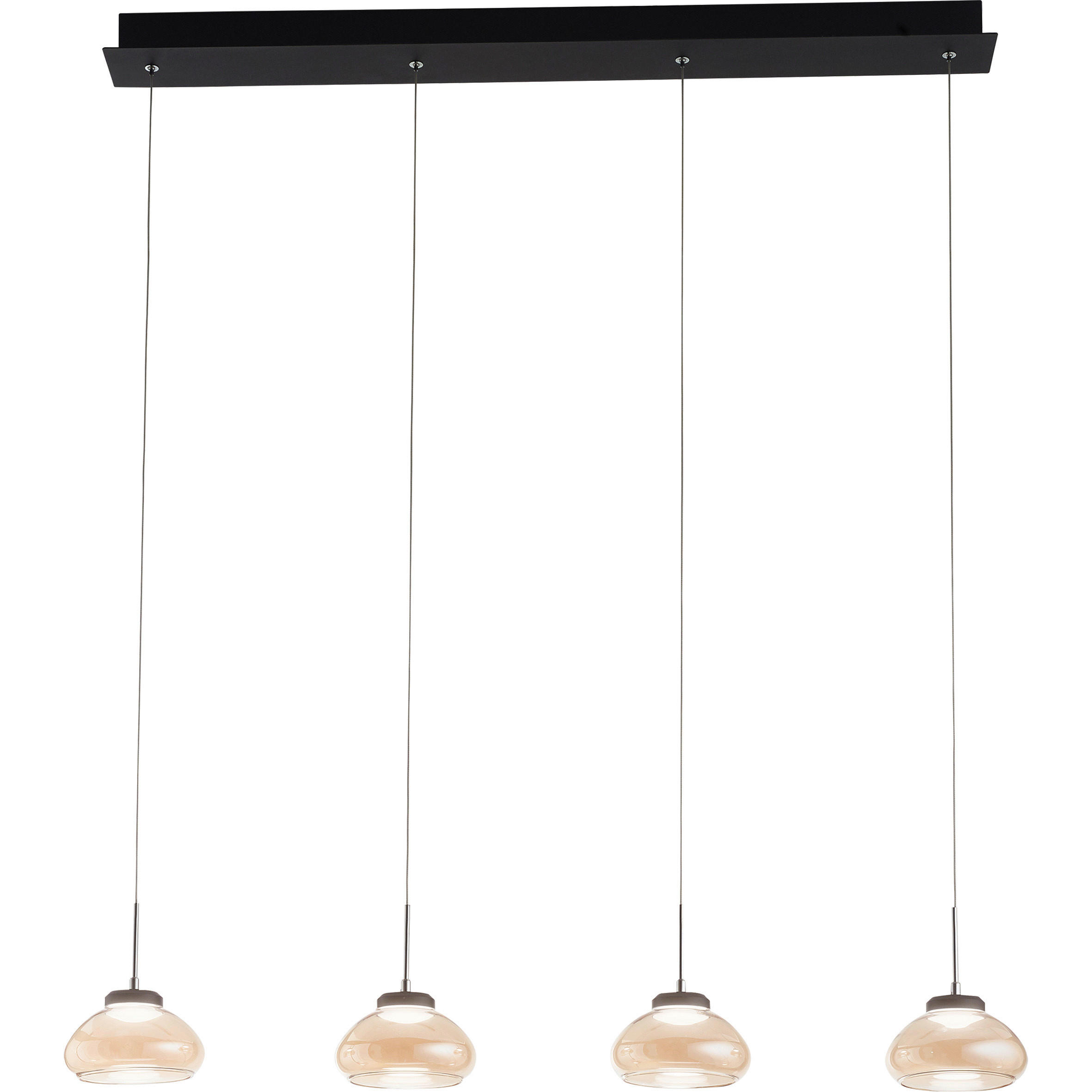 LED-HÄNGELEUCHTE ARABELLA 95/10/200 cm  - Bernsteinfarben/Schwarz, Design, Glas/Metall (95/10/200cm) - Fabas Luce