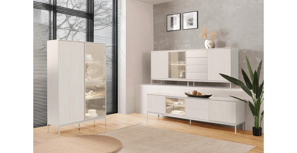 SIDEBOARD  in 153,6/83/38 cm  - Kaschmir, KONVENTIONELL, Glas/Holzwerkstoff (153,6/83/38cm) - Voleo