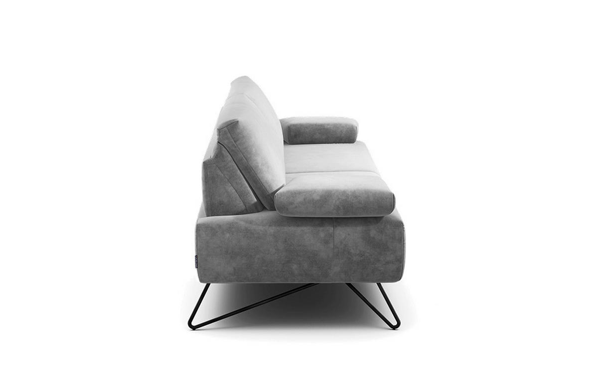 2,5-SITZER Samt Hellgrau  - Hellgrau/Schwarz, Design, Textil/Metall (204-234/85/86-94cm) - SENSOO