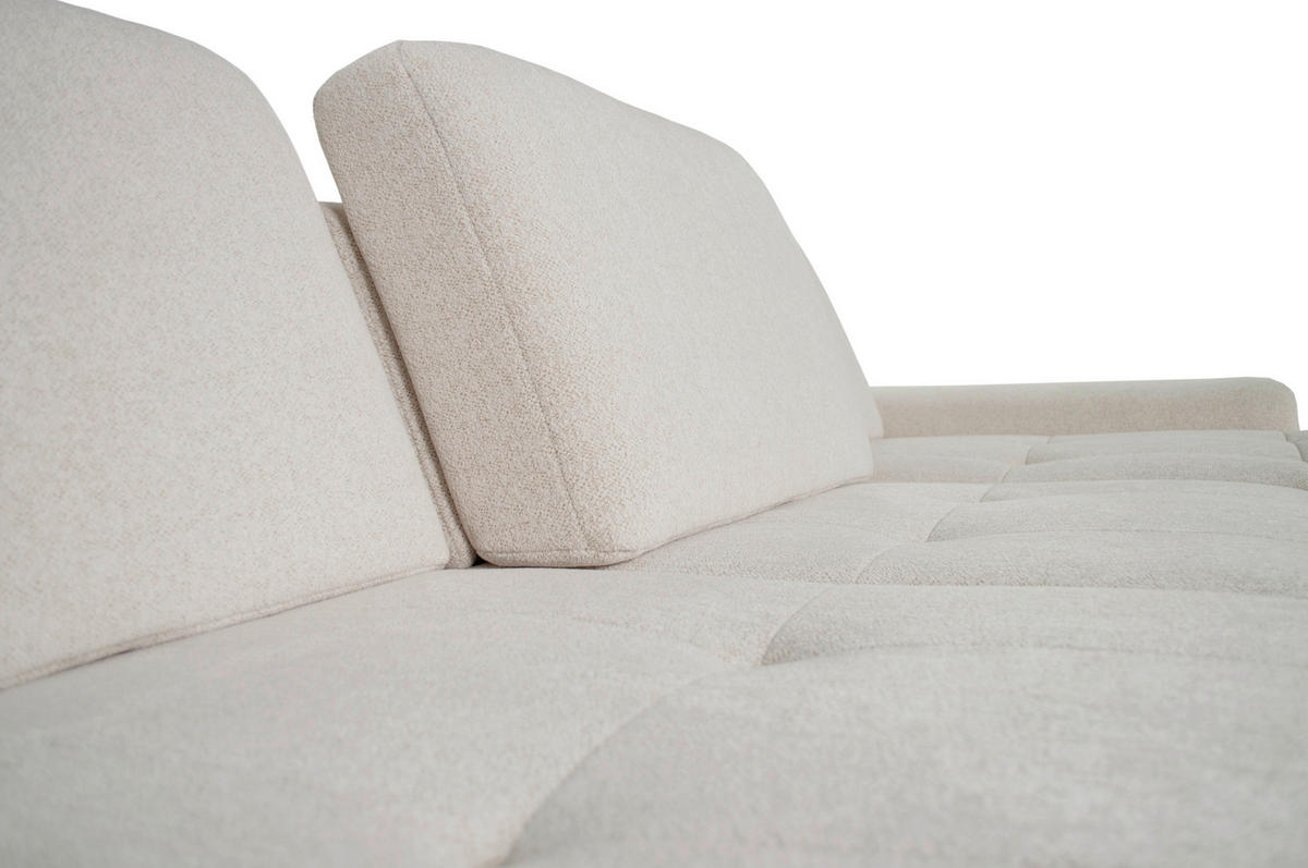 ECKSOFA ALMA Creme Chenille  - Creme/Schwarz, Design, Textil/Metall (285/191cm) - Livetastic