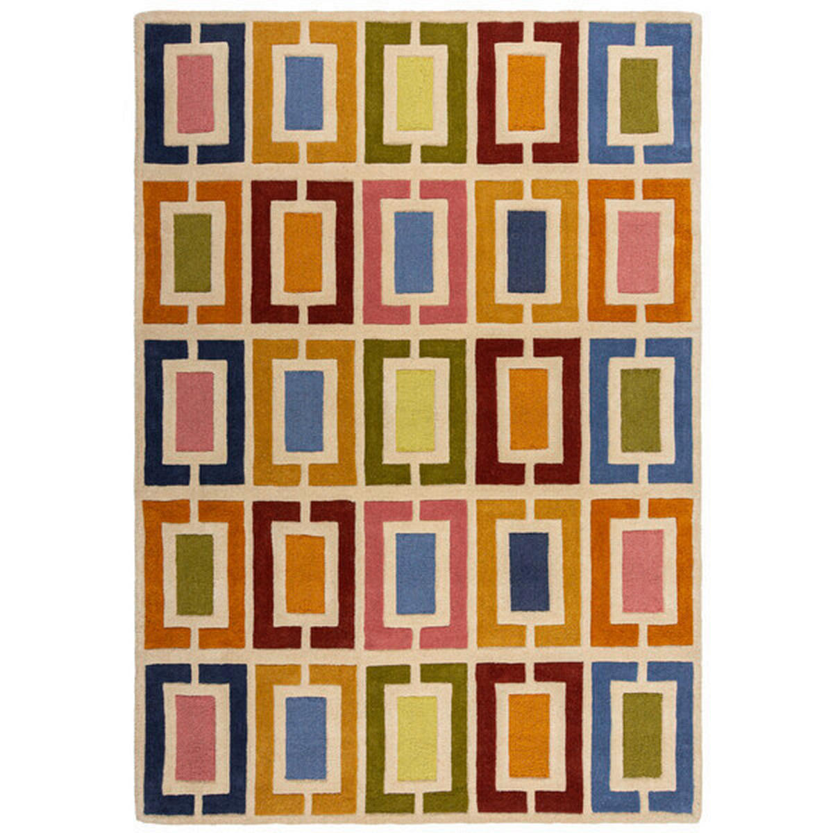 WOLLTEPPICH 200/290 cm RETRO BLOCKS Multicolor  - Multicolor, KONVENTIONELL, Textil (200/290cm)